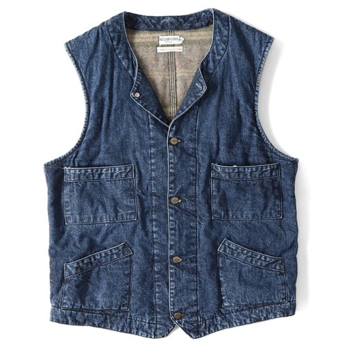 HELLER'S CAFE 裏地ブランケット付きデニムベスト(1950's Strong Reliable Wool Lined Vest)