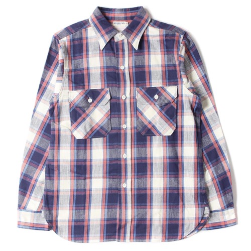 HELLER'S CAFE 14AW チェックフランネルシャツ(1940's Blue Check Flannel Shirts)