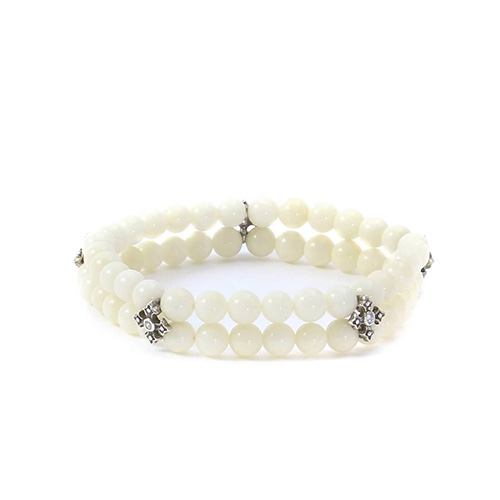 Loree Rodkin ホワイトオニキスクロス数珠2連ブレスレット(White Onyx Bracelet)