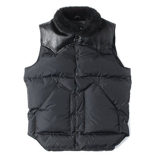 Rocky Mountain Featherbed 襟ボア付きレザーヨークダウンベスト(Christy Vest)