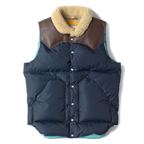 Rocky Mountain Featherbed 襟ボア付きレザーヨークダウンベスト(Christy Vest)